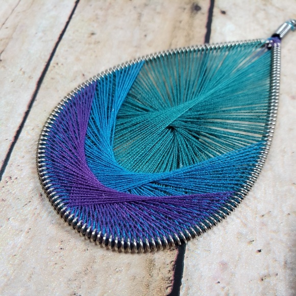 String Wrapped Statement Earrings - Picture 3 of 7